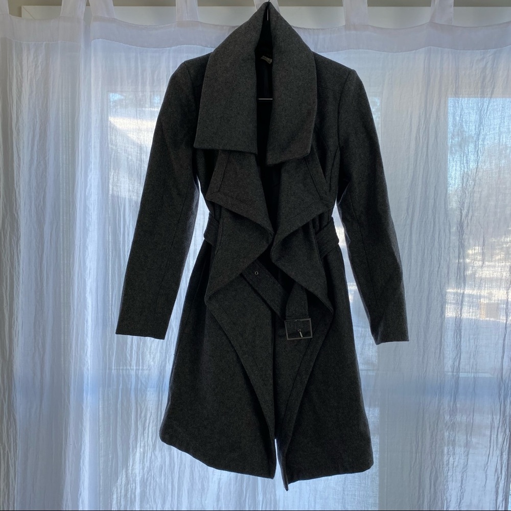 Belted Long Grey Pea Coat | Venus Brand